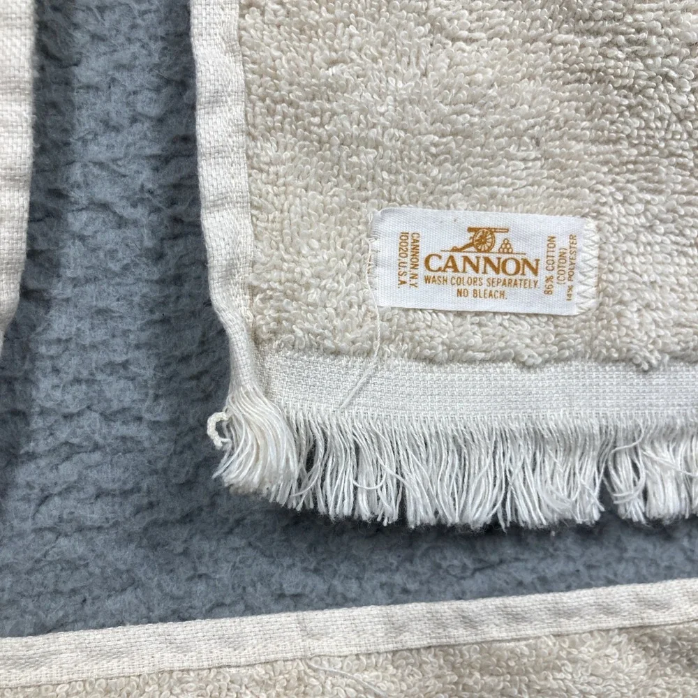 Vintage Cannon Bath Hand Towels Lot Of 3 Beige Brown 17x11 inches Made in USA‎